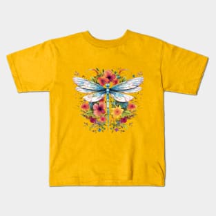 Floral Dragonfly Kids T-Shirt